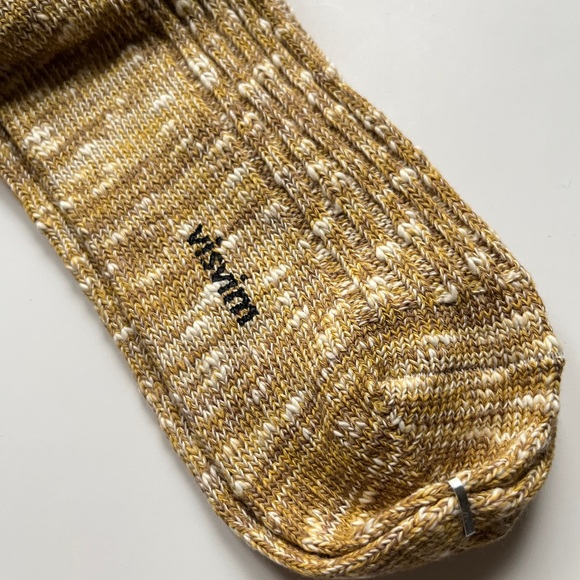 Visvim Gold and Cream Ribbed Socks - Picture 4 of 5